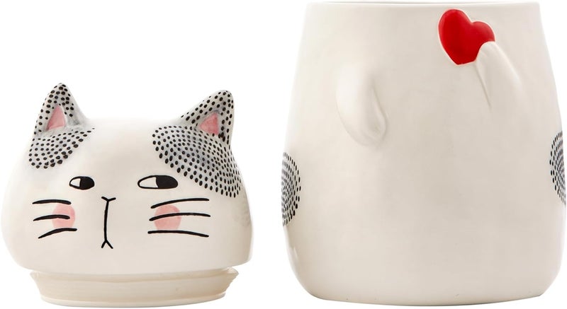 Bico Cartoon Cat Handpainted Stoneware Air Tight White 10.2 inch Cookie Jar, Dishwasher Safe, for storing Cookie, Candy, Coffee - Image 3